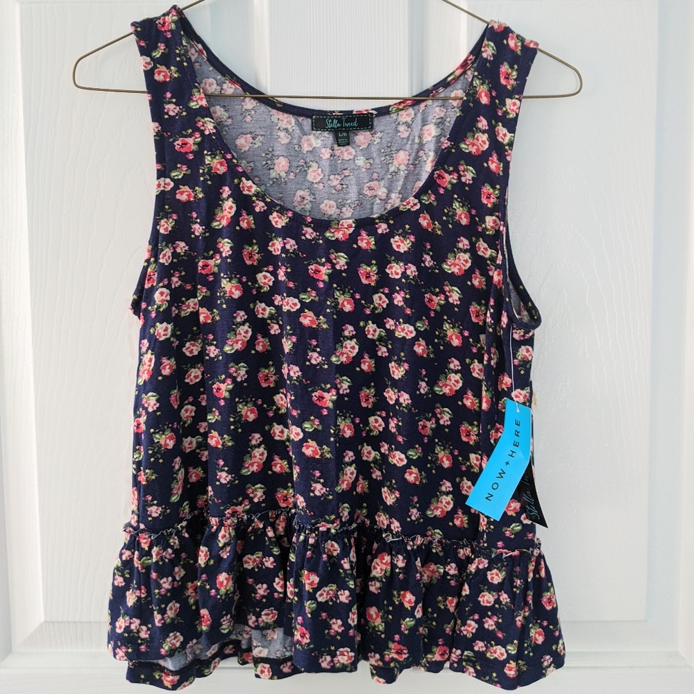 ruffled flowy flower tank top